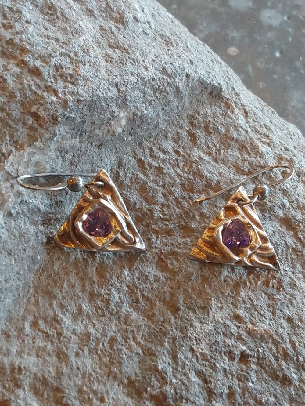 .999 FINE silver Earrings with Deep Purple Amethyst